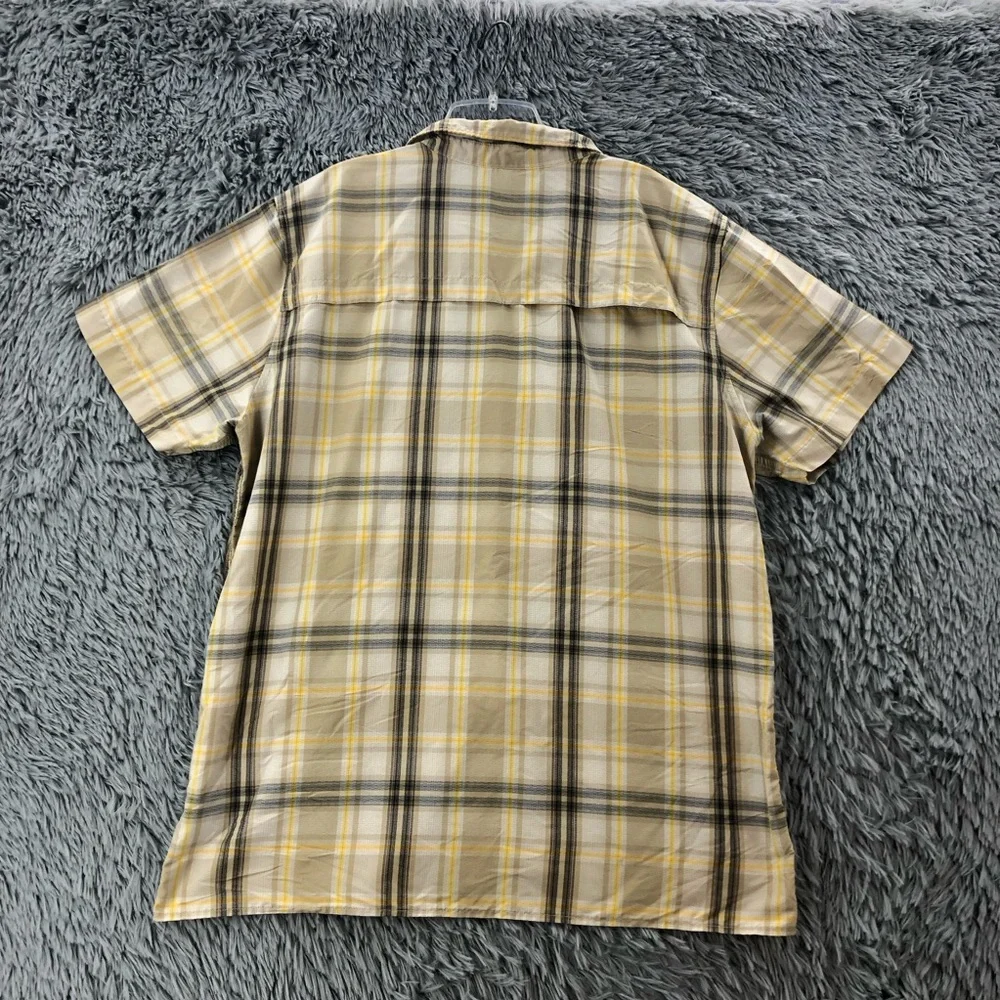 North Face Shirt Mens XL Tan Fishing Vent Zipper Pockets Fast Drying Button Up